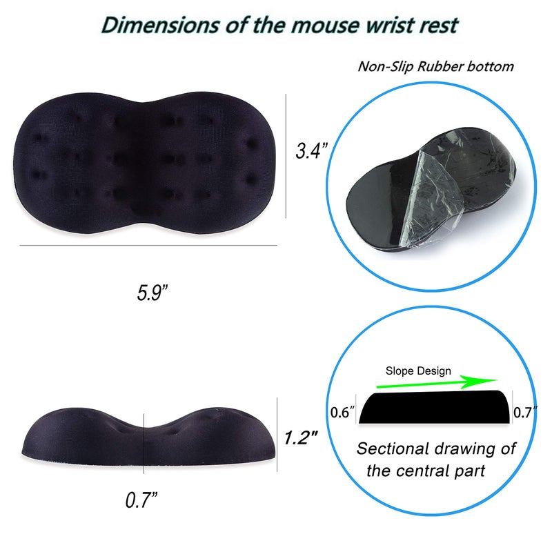 BRILA Deluxe Ergonomic Mouse Wrist Rest Guard - Soft Memory Foam Wrist Elbow Support Cushion Pad for Computer Laptop Office Work PC Gaming Mouse - Image 3